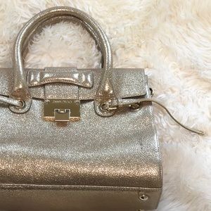 Jimmy Choo Glitter Rosalie Satchel Gold w strap